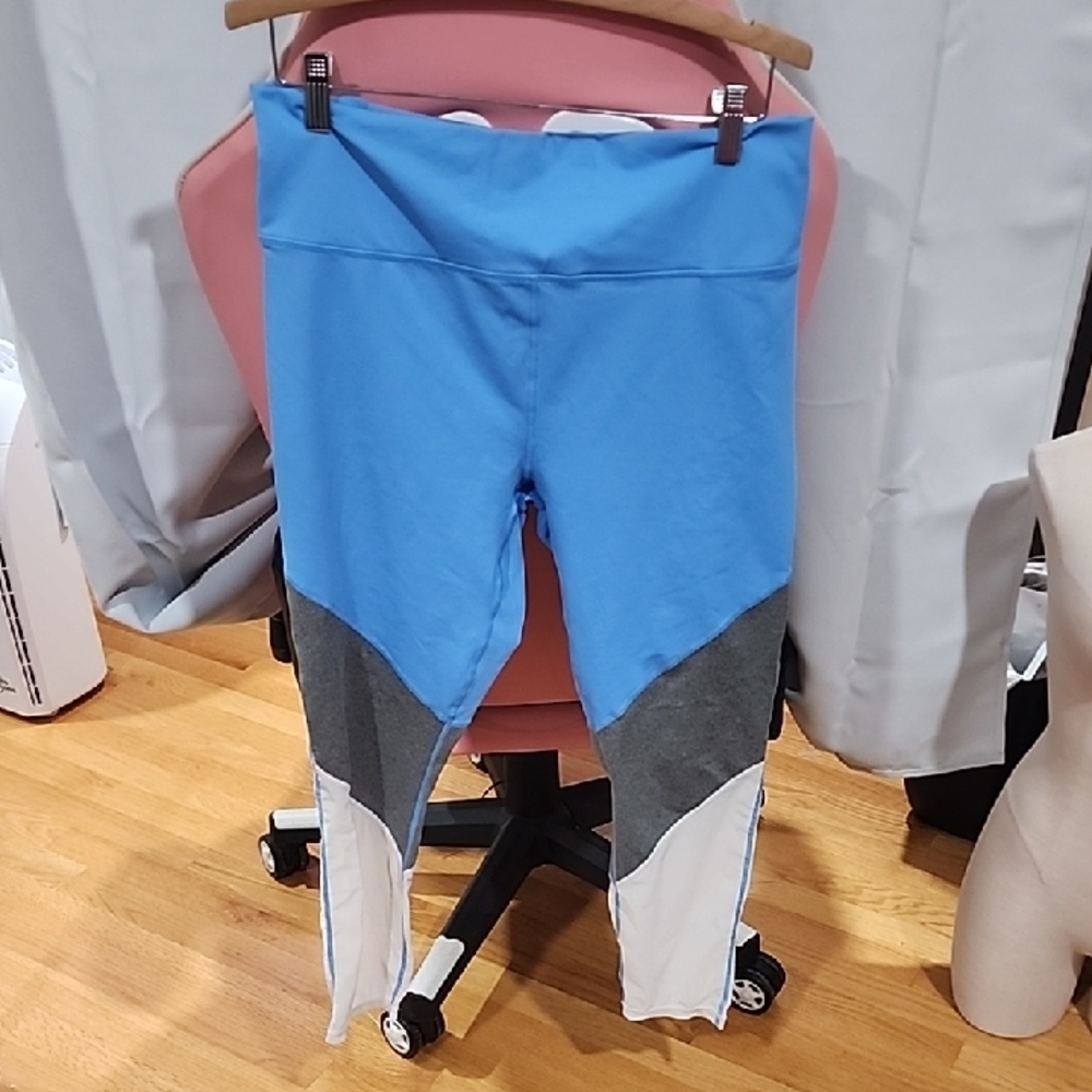 Fabletics Kids Leggings in Blue, Gray, and White